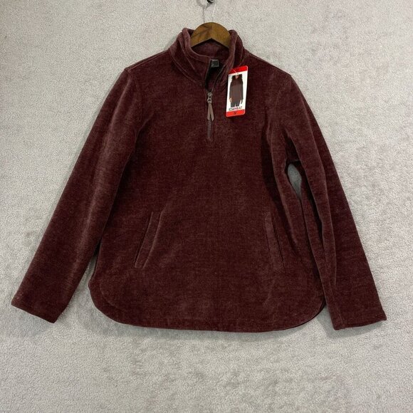 NEW 32 Degrees Heat Womens M Maroon 1/4 Zip Pullover Sweatshirt Polyester Fleece - Picture 1 of 10
